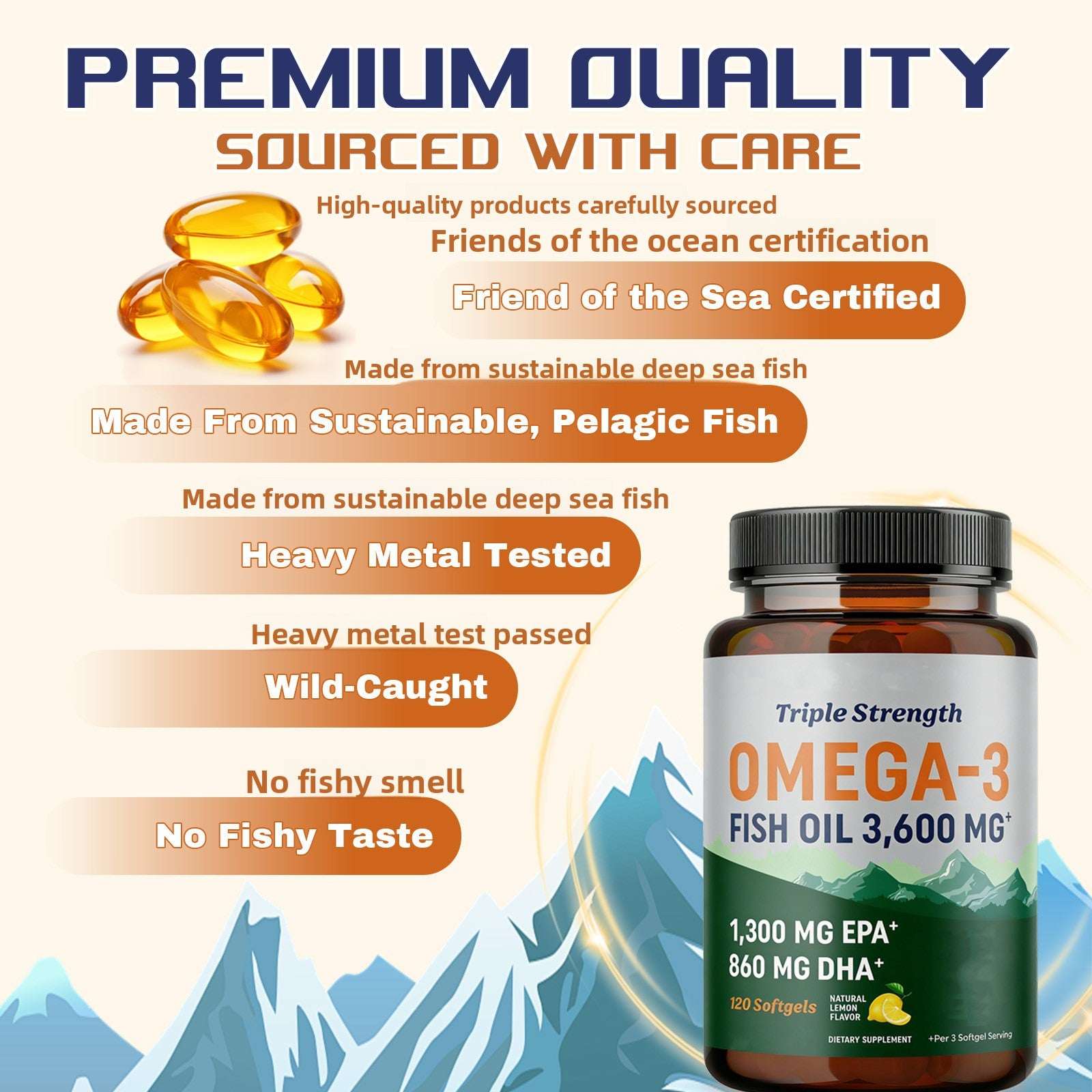 Fish Oil Soft Capsules Omega-3 Supplement