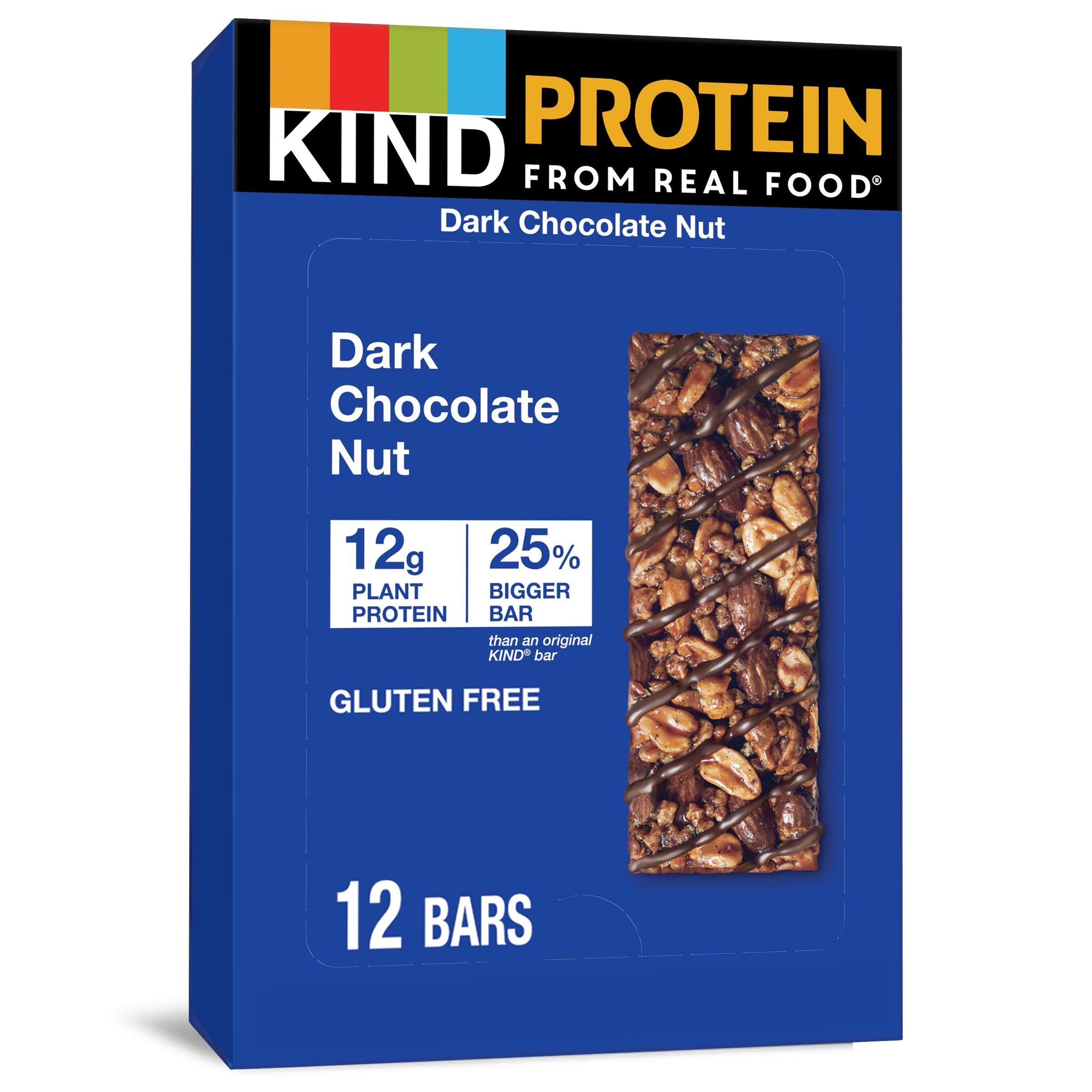 KIND Protein Bars Dark Chocolate Nut Healthy Snacks Gluten Free 12g Protein 12 Count