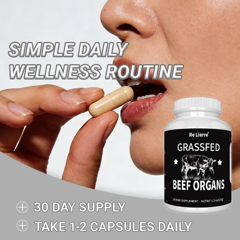 Grass fed beef organ supplement capsules