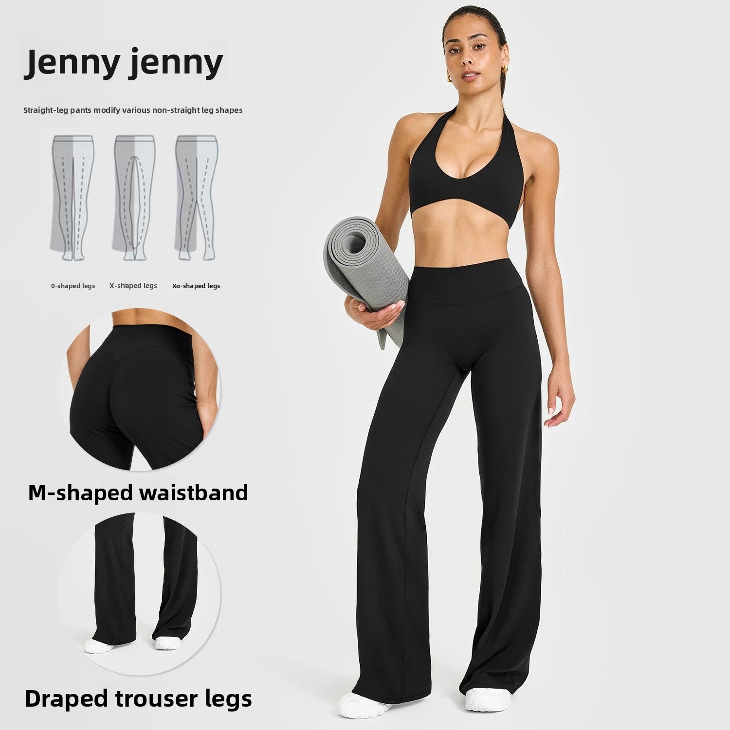 Womens High Waist Yoga Pants Straight Leg Fitness Wear